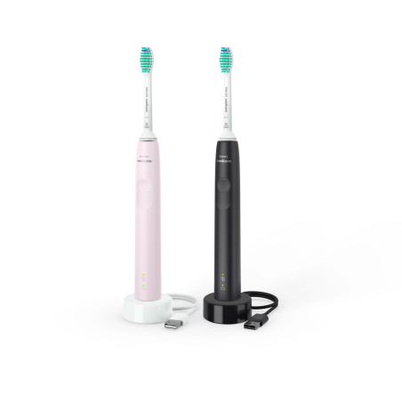 Philips Sonicare 3100 series HX3675/15 elektrinis dantų šepetėlis Suaugusiems „Sonic“ dantų šepetėlis Juoda, Rožinė