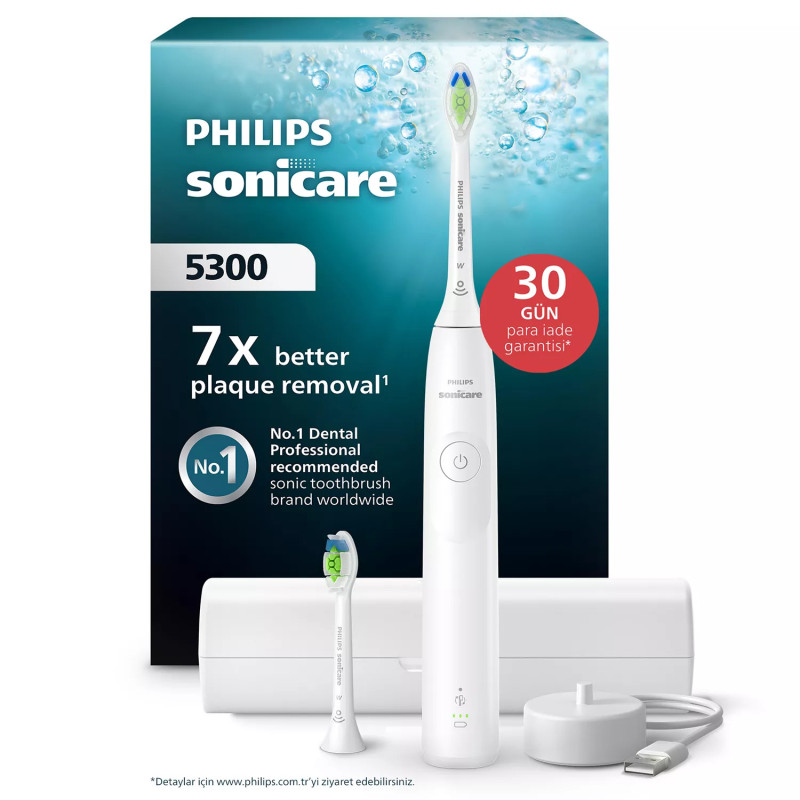 Philips 5300 series HX7108/03 elektrinis dantų šepetėlis Suaugusiems „Sonic“ dantų šepetėlis Balta