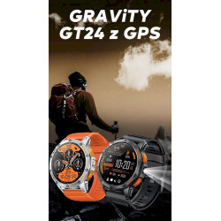 GRAVITY Smartwatch GT24-2 GPS with Black Silicone Strap + White Silicone Strap / black
