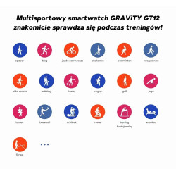 GRAVITY GT12-2 Women's Smartwatch with Silicone Strap + Black Bracelet / navy