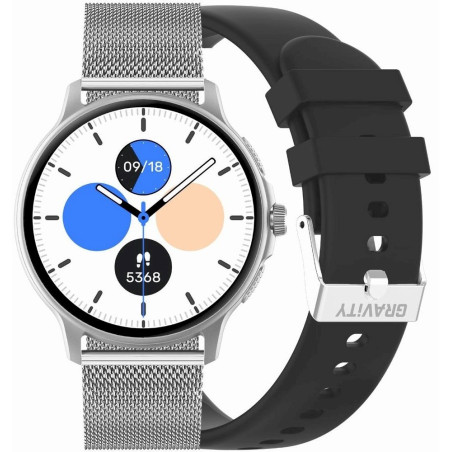 Smartwatch Damski GRAVITY GT12-7 with Silicone Strap + Silver Bracelet / black