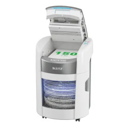 Leitz IQ OptiMax Autofeed Home Office 150 P4 dokumentų naikiklis Kryžminis 55 dB 22,5 cm Balta
