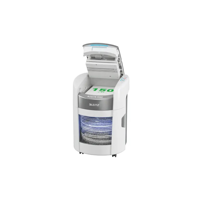 Leitz IQ OptiMax Autofeed Home Office 150 P4 dokumentų naikiklis Kryžminis 55 dB 22,5 cm Balta