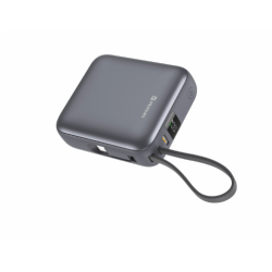 Swissten SPACE Power Bank Universal External Battery Built-in USB-C Cable 35W / 10000 mAh Silver