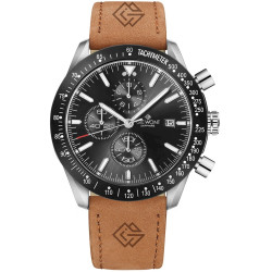 Giewont Chronograph Sapphire Men’s Watch Brown Black Leather 44mm