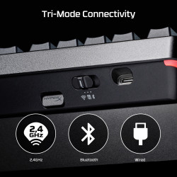 HyperX Alloy Rise 75 Wireless Keyboard klaviatūra Žaidimams RD belaidis ryšys + „Bluetooth“ Juoda