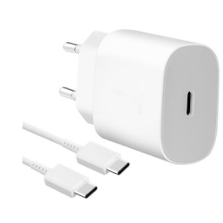 Samsung EP-TA800EWE + EP-DA905BWE Travel Charger 25W with USB-C to USB-C Data Cable white