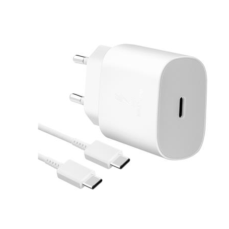 Samsung EP-TA800EWE + EP-DA905BWE Travel Charger 25W with USB-C to USB-C Data Cable white
