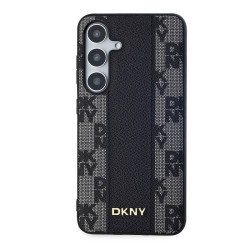 DKNY PU Leather Checkered Pattern MagSafe Case for Samsung Galaxy S24 / black