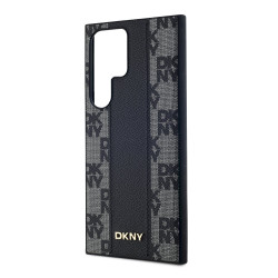 DKNY PU Leather Checkered Pattern MagSafe Case for Samsung Galaxy S24 Ultra / black