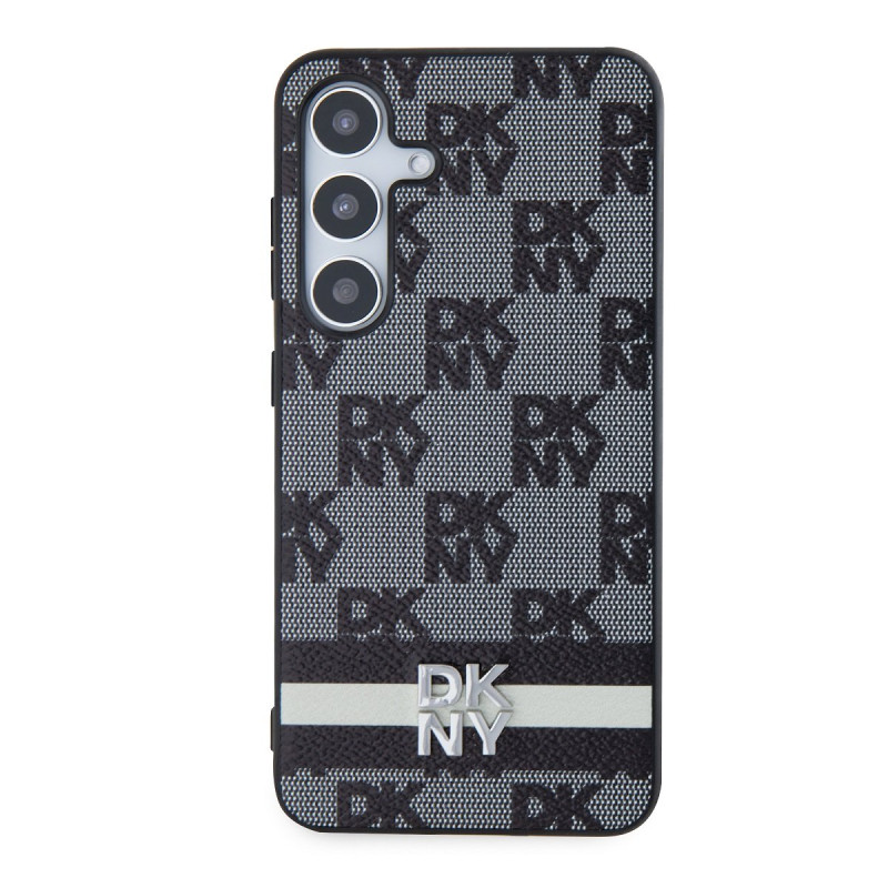 DKNY PU Leather Checkered Pattern and Stripe Case for Samsung Galaxy S24 / black