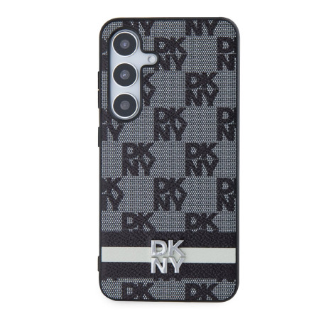 DKNY PU Leather Checkered Pattern and Stripe Case for Samsung Galaxy S24 / black