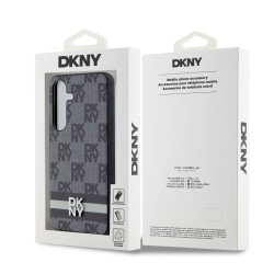 DKNY PU Leather Checkered Pattern and Stripe Case for Samsung Galaxy S24 / black