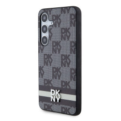 DKNY PU Leather Checkered Pattern and Stripe Case for Samsung Galaxy S24+ / black