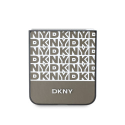 DKNY PU Leather Repeat Pattern Bottom Stripe Case for Samsung Galaxy Z Flip 6/7 FE / brown