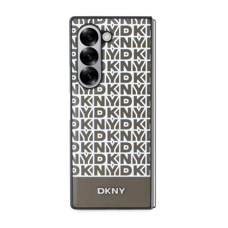 DKNY PU Leather Repeat Pattern Bottom Stripe MagSafe Case for Samsung Galaxy Z Fold 6 / brown