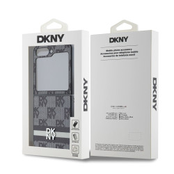 DKNY PU Leather Checkered Pattern and Stripe Case for Samsung Galaxy Z Flip 6/7 FE / black