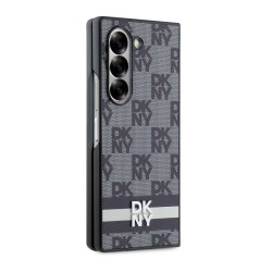 DKNY PU Leather Checkered Pattern and Stripe Case for Samsung Galaxy Z Fold 6 / black