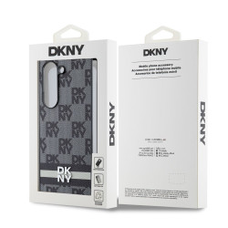 DKNY PU Leather Checkered Pattern and Stripe Case for Samsung Galaxy Z Fold 6 / black