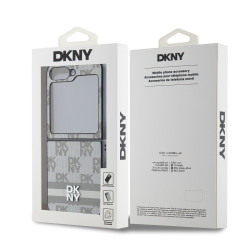 DKNY PU Leather Checkered Pattern and Stripe Case for Samsung Galaxy Z Flip 6/7 FE / beige