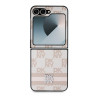 DKNY PU Leather Checkered Pattern and Stripe Case for Samsung Galaxy Z Flip 6/7 FE / pink
