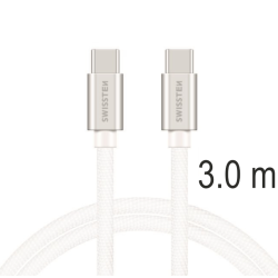 Swissten Textile Universal Quick Charge 3.1 USB-C / USB-C Data and Charging Cable 3m silver