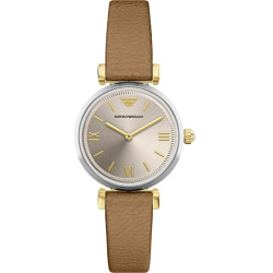 Emporio Armani AR11770 Women’s Watch 28mm Champagne Dial Brown Leather Strap