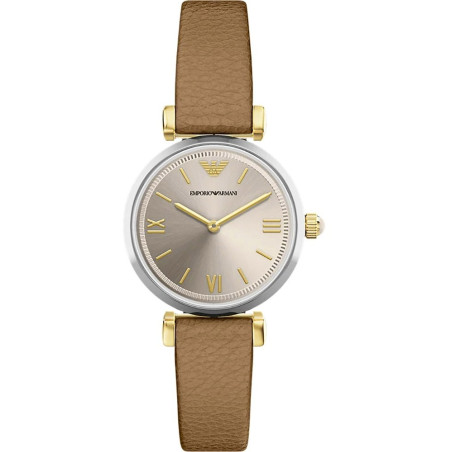 Emporio Armani AR11770 Women’s Watch 28mm Champagne Dial Brown Leather Strap