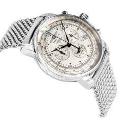 Zeppelin 100 Jahre Quartz Chronograph Men’s Watch 42mm Silver Dial Stainless Steel Mesh Bracelet