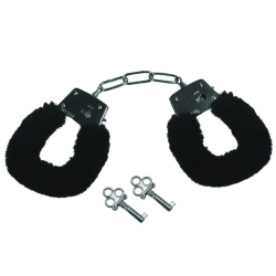Sportsheets S&M Furry Handcuffs Black - Soft Plush Safety Restraints