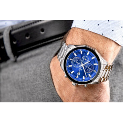 Giewont Chronograph Sapphire Men's Watch / silver-blue