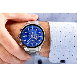 Giewont Chronograph Sapphire Men's Watch / silver-blue