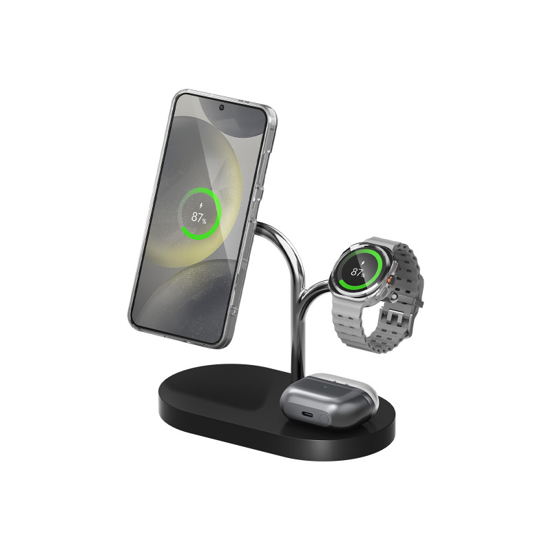 Samsung GP-PWU024WIABW mobile device charger Headset, Smartphone, Smartwatch Black, Silver USB Wireless charging Indoor
