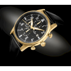 Giewont Chronograph Sapphire Men's Watch / black-gold