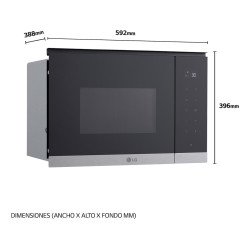 LG MG7Z2593D mikrobangų krosnelė Juoda, Nerūdijančiojo plieno Mikrobangų krosnelė su kepsninės funkcija Įmontuoti 25 L 900 W