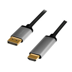 LogiLink CDA0107 vaizdo kabelio adapteris 2 m DisplayPort HDMI Juoda, Pilka