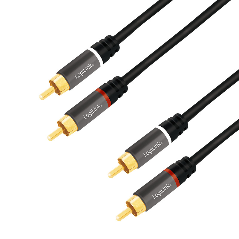 LogiLink CA1201 garso kabelis 0,5 m 2 x RCA Juoda