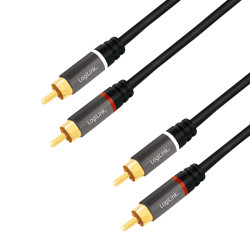 LogiLink CA1202 garso kabelis 1 m 2 x RCA Juoda