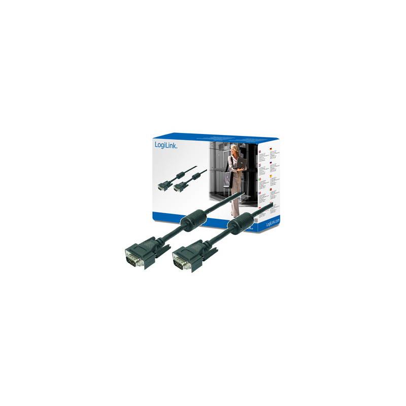 LogiLink VGA, M/M, 10m VGA kabelis VGA (D-Sub) Juoda