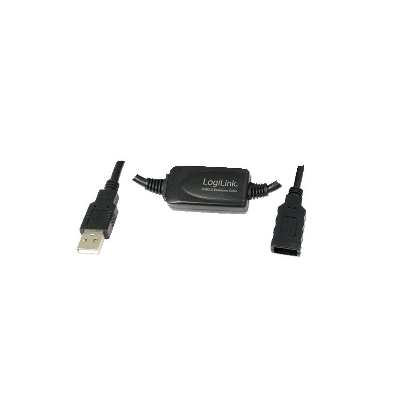 LogiLink 15M USB 2.0 - USB 2.0 M/F USB kabelis USB A 0,48 Gbit/s Juoda