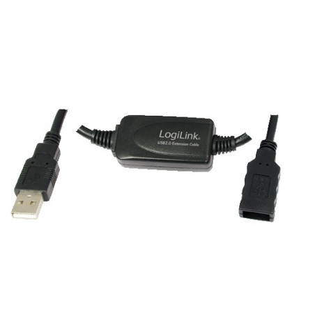 LogiLink 15M USB 2.0 - USB 2.0 M/F USB kabelis USB A 0,48 Gbit/s Juoda