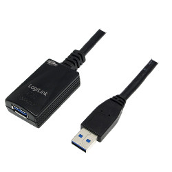 LogiLink 5.0m USB 3.0 M/F USB kabelis USB 3.2 Gen 1 (3.1 Gen 1) 5 m USB A 5 Gbit/s Juoda