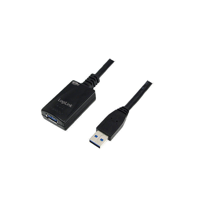 LogiLink 5.0m USB 3.0 M/F USB kabelis USB 3.2 Gen 1 (3.1 Gen 1) 5 m USB A 5 Gbit/s Juoda