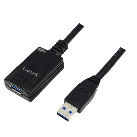 LogiLink 5.0m USB 3.0 M/F USB kabelis USB 3.2 Gen 1 (3.1 Gen 1) 5 m USB A 5 Gbit/s Juoda