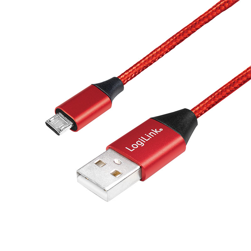 LogiLink CU0151 USB kabelis USB 2.0 0,3 m USB A Micro-USB B Raudona