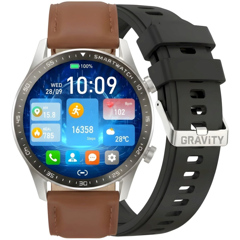 Smartwatch Gravity with 2 Straps GT10-8 / silver