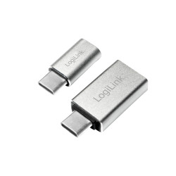 LogiLink AU0040 kabelių lizdinio / kištukinio jungčių tipo keitiklis USB 3.1 C USB 3.0 A, Micro USB 2.0 Aliuminis