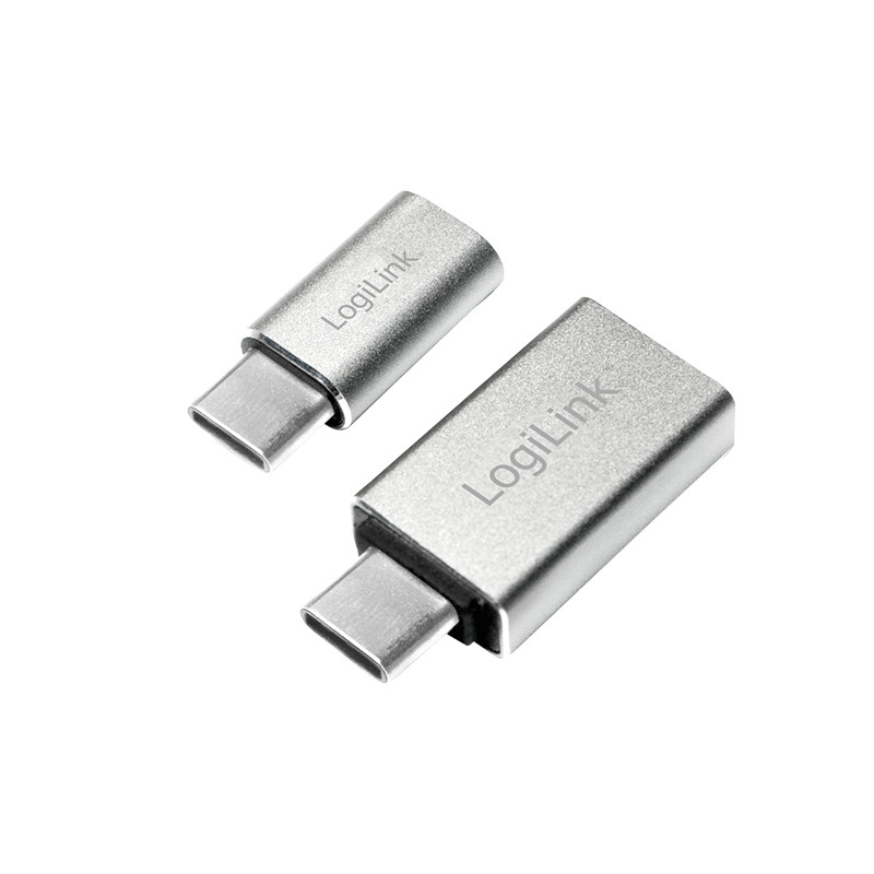 LogiLink AU0040 kabelių lizdinio / kištukinio jungčių tipo keitiklis USB 3.1 C USB 3.0 A, Micro USB 2.0 Aliuminis