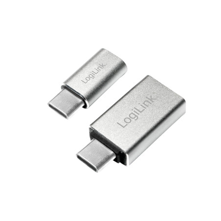LogiLink AU0040 kabelių lizdinio / kištukinio jungčių tipo keitiklis USB 3.1 C USB 3.0 A, Micro USB 2.0 Aliuminis