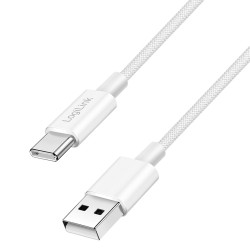 LogiLink CU0320 USB kabelis USB 2.0 0,5 m USB A USB C 0,48 Gbit/s 60 W Balta